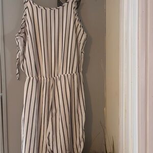 Striped Sleeveless Romper in White and Black